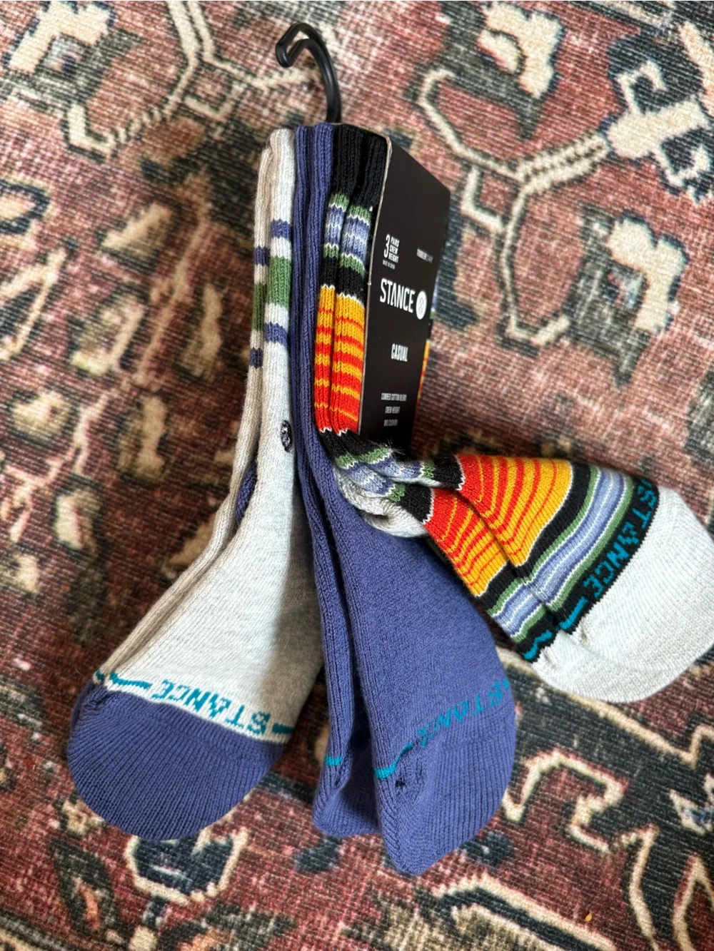 Stance 3 Pack Casual Striped Crew Socks - Multicolor